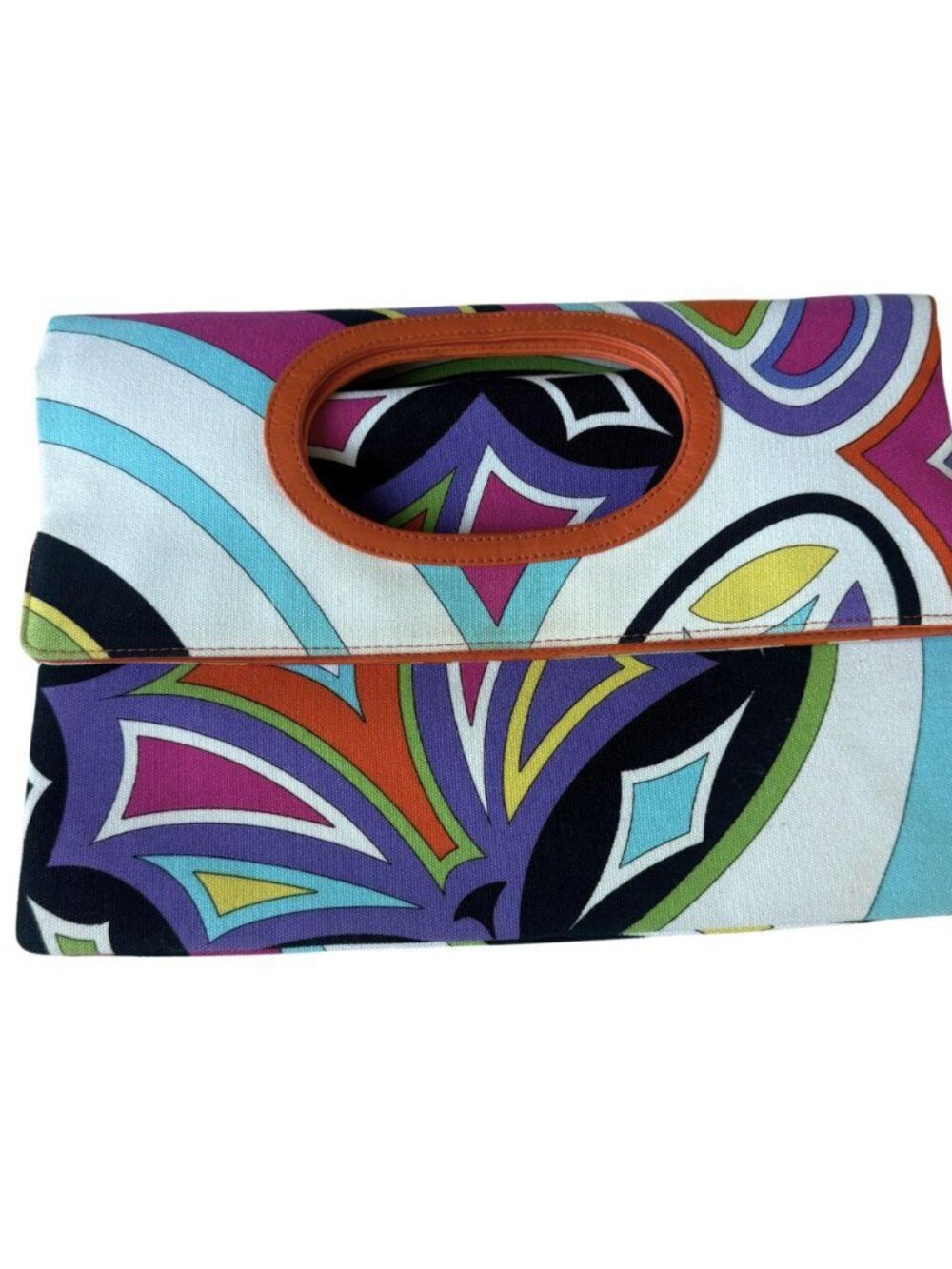 Vintage Emilio Pucci Two-Way Geometric Printed Multicolor Clutch Bag - Picture 4 of 8